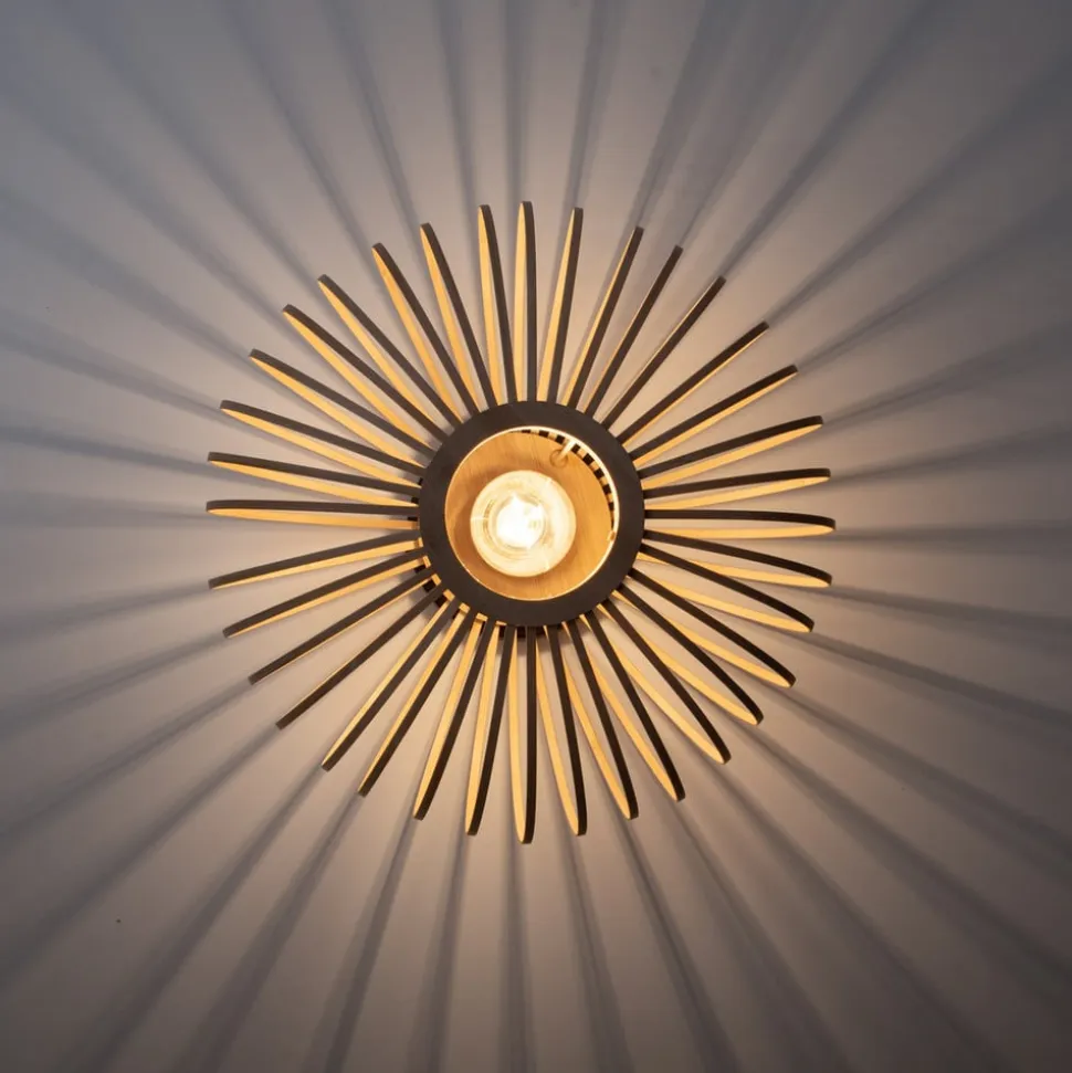 Racoon loftlampe af træ, tynde stivere, Ø 40cm