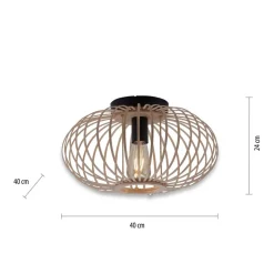 Racoon loftlampe af træ, tynde stivere, Ø 40cm