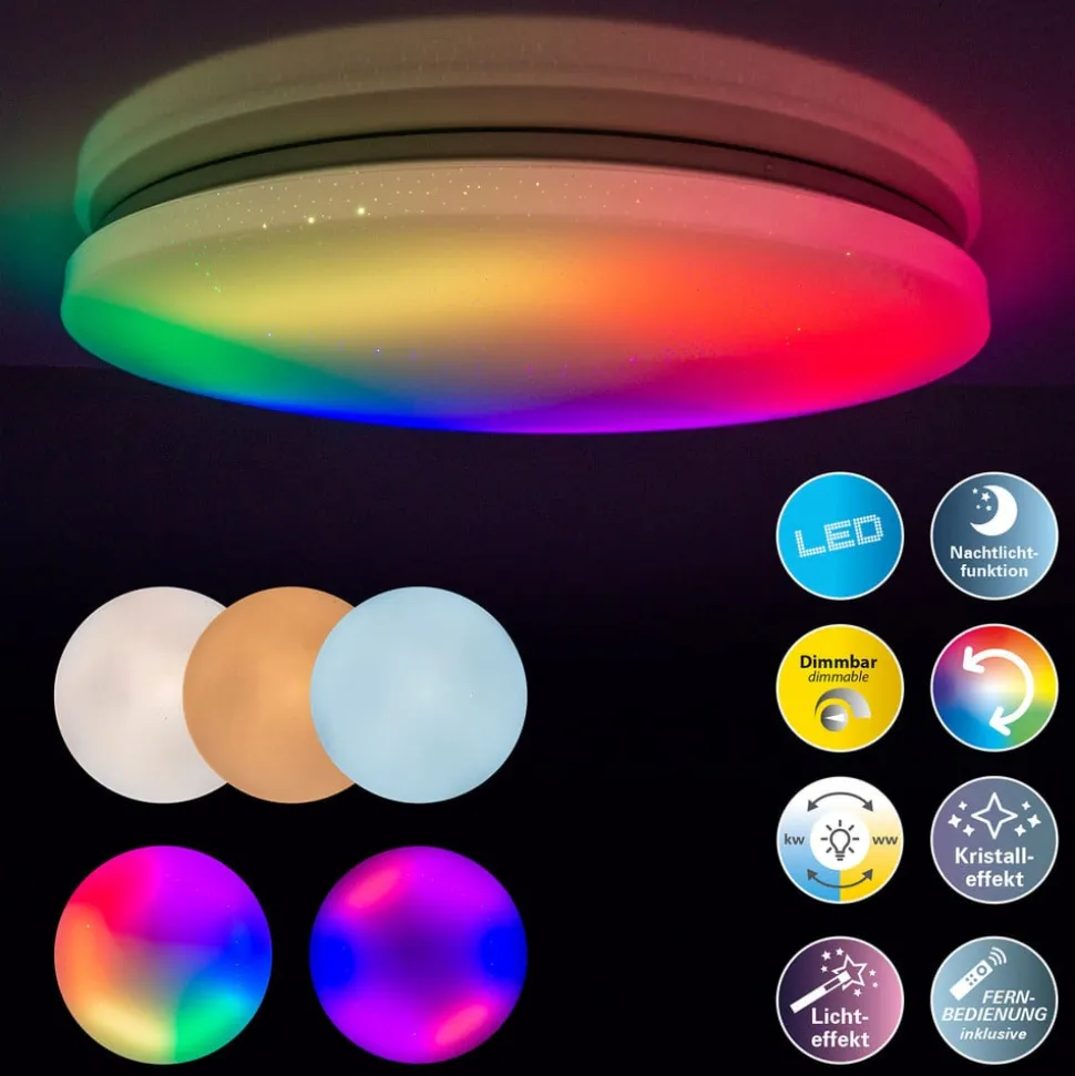 Rainbow LED-loftlampe, dæmpbar, RGBW, natlys