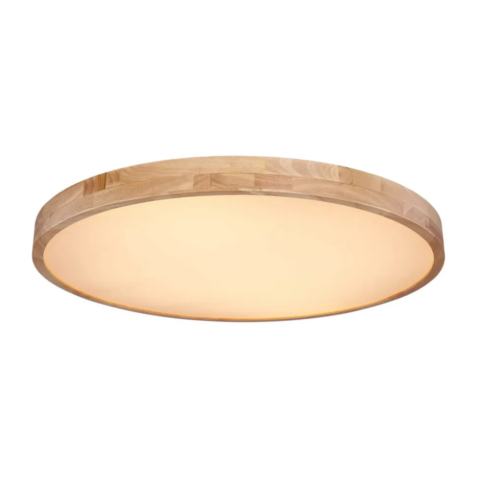 Rainer LED-loftlampe, Ø 80 cm, træ-effekt, metal, CCT
