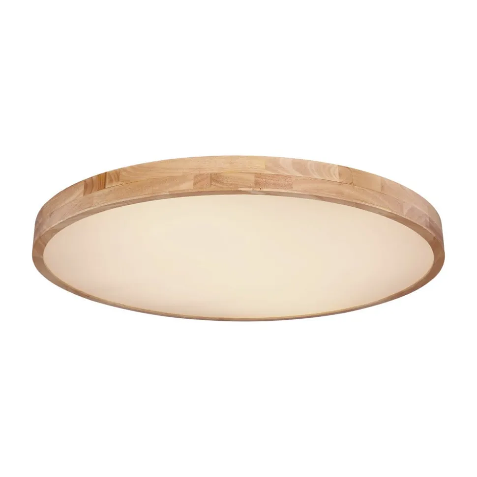 Rainer LED-loftlampe, Ø 80 cm, træ-effekt, metal, CCT
