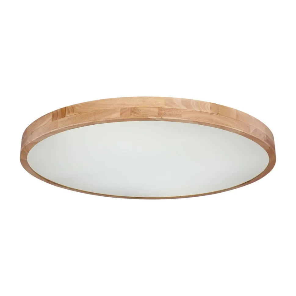 Rainer LED-loftlampe, Ø 80 cm, træ-effekt, metal, CCT