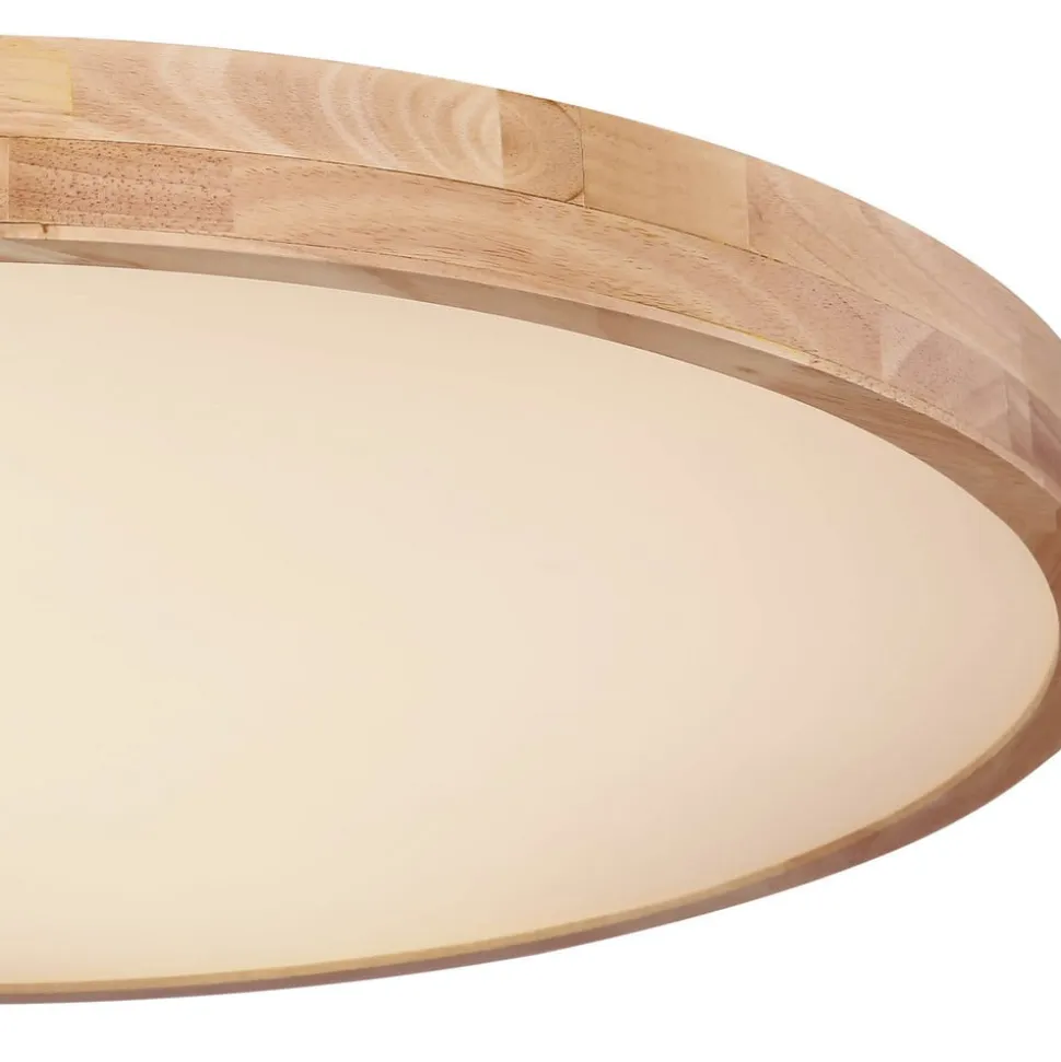 Rainer LED-loftlampe, Ø 80 cm, træ-effekt, metal, CCT