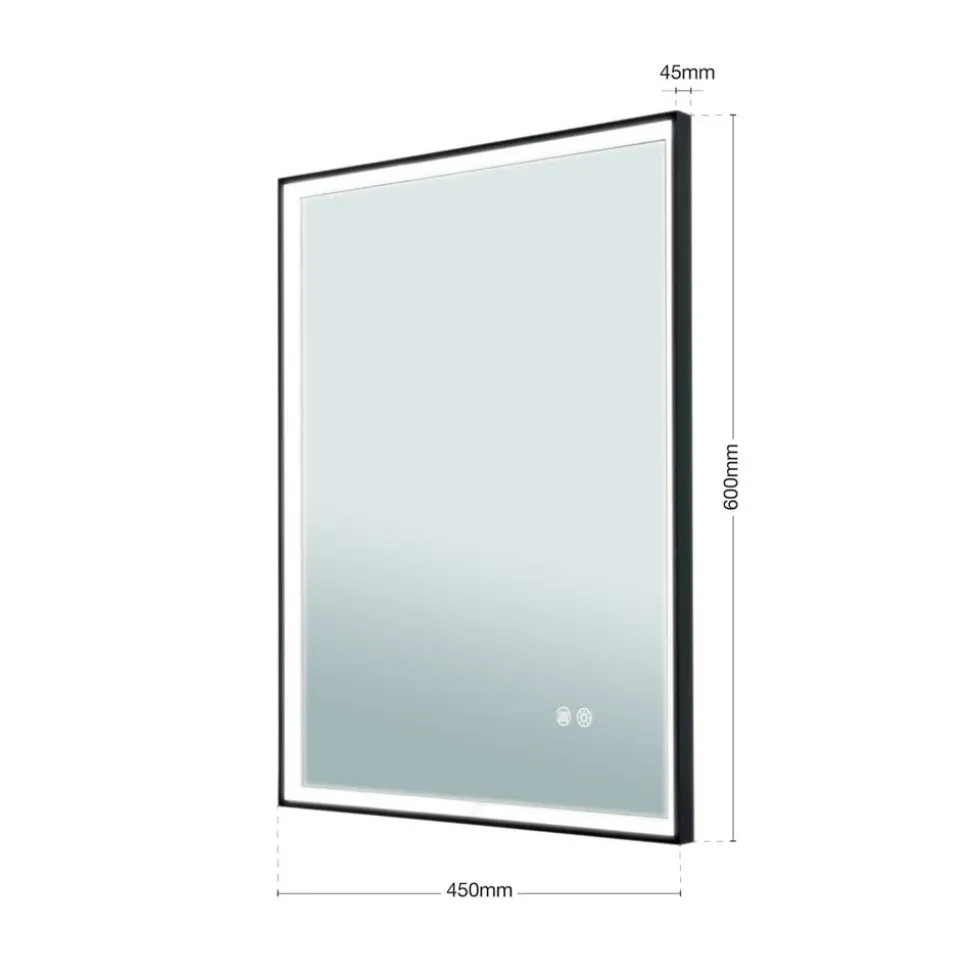 Ramme LED-spejl, 45 x 60 cm, CCT, antidug, dæmpbar