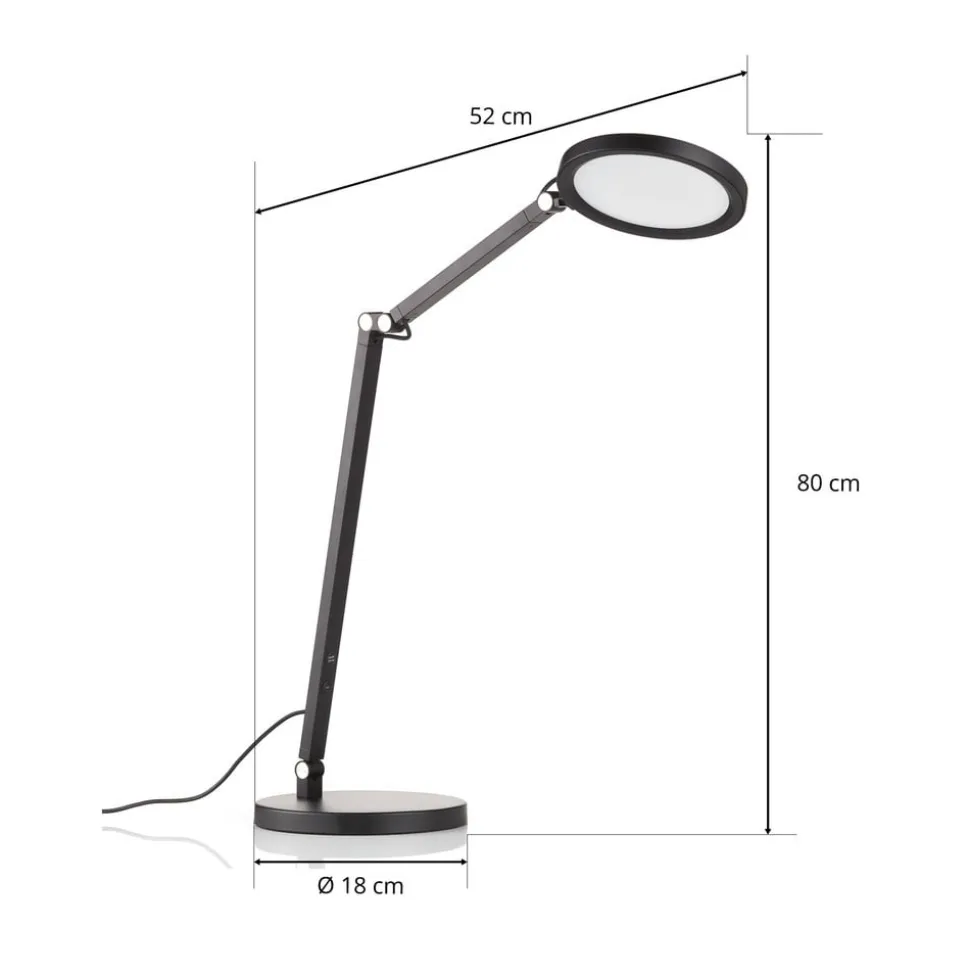 Regina LED-skrivebordslampe med dæmper, sort