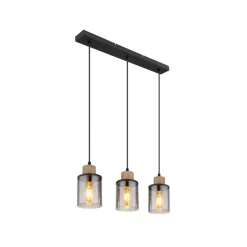 Reid pendellampe, 3 lyskilder, sort/røg