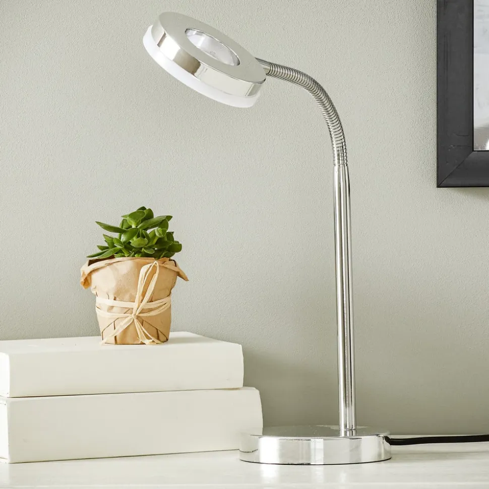 Rennes LED-bordlampe, kromfarvet, højde 40 cm