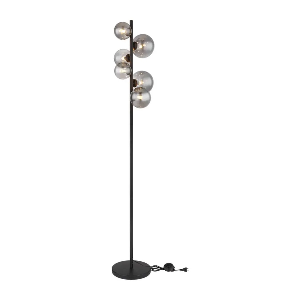 Riha gulvlampe, højde 155 cm, sort/røgfarvet, 6 lyskilder.