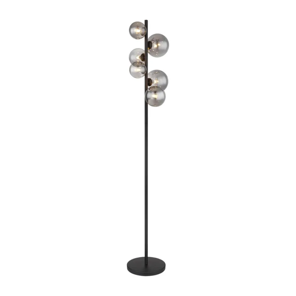 Riha gulvlampe, højde 155 cm, sort/røgfarvet, 6 lyskilder.