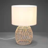 Rike bordlampe, rattanstel og stofskærm