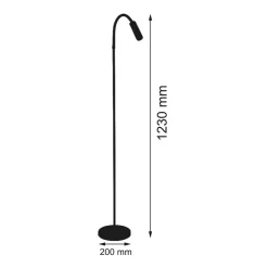 Rocco LED-gulvlampe, mat sort, rød flexarm