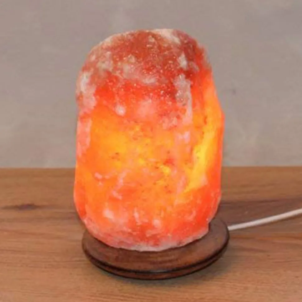 Rock saltlampe med sokkel, 1,5-2 kg, ravgul