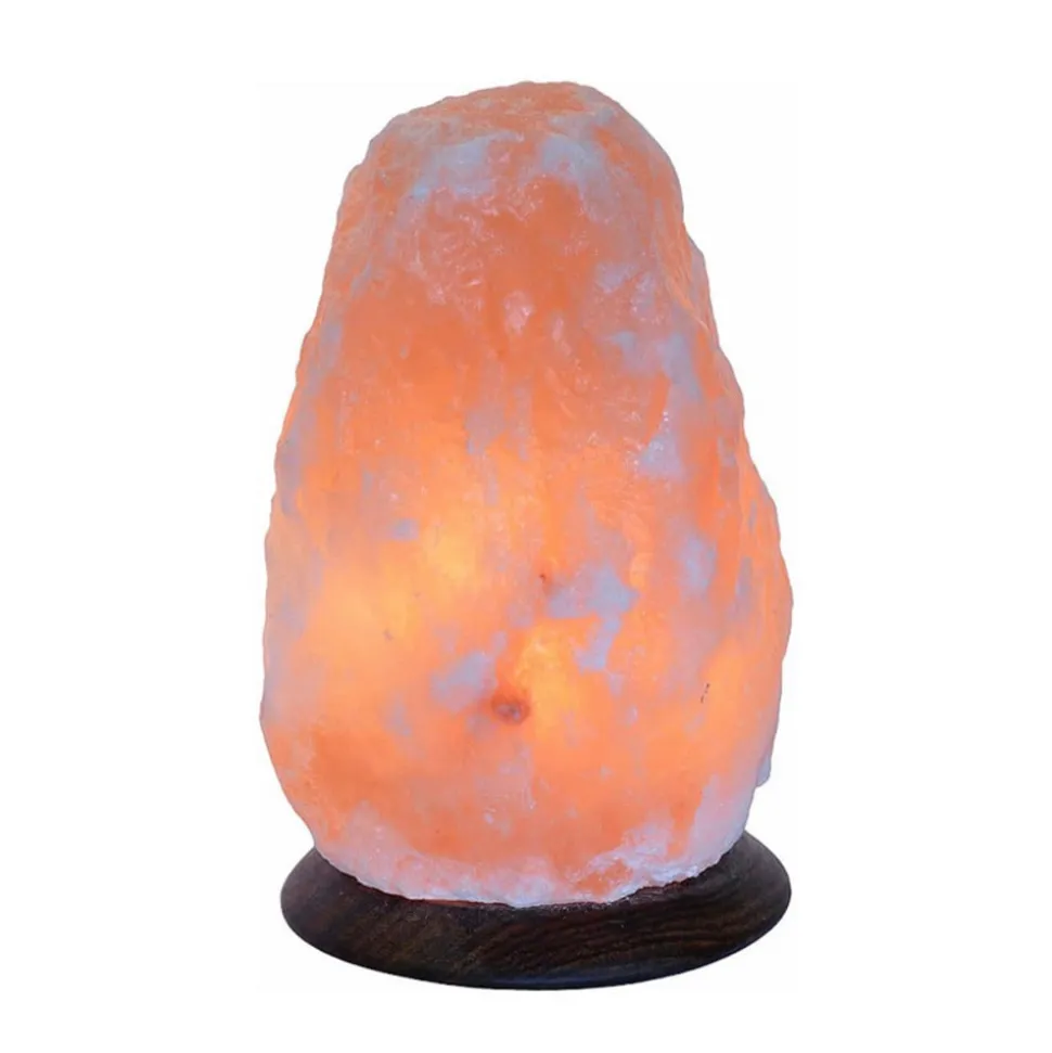 Rock saltlampe med sokkel, 1,5-2 kg, ravgul