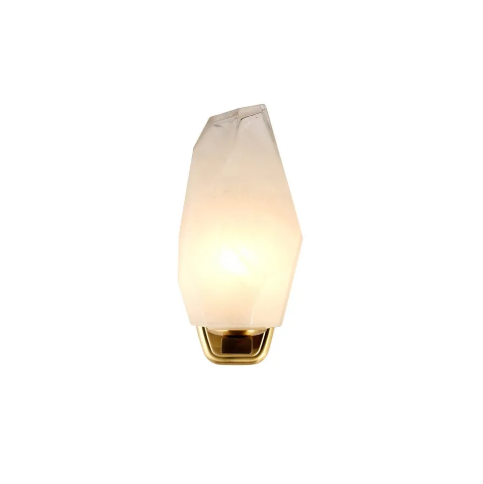 Rocky væglampe, 1 lyskilde, messingfarvet, stål, glas, IP44