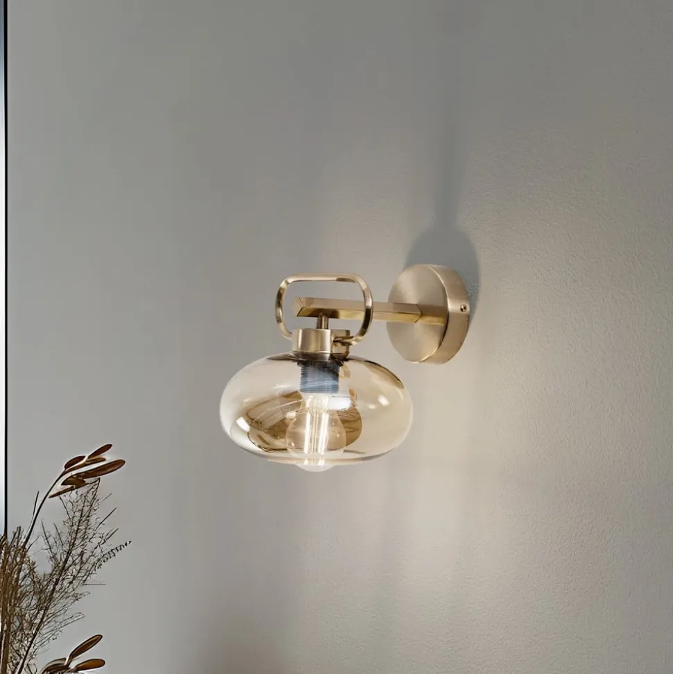 Rolan væglampe, messingfarvet, Ø 19 cm, højde 21 cm, glas