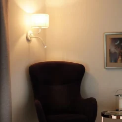 Rulle væglampe, jute, hvid/beige, læselampe