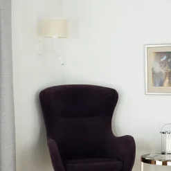 Rulle væglampe, jute, hvid/beige, læselampe