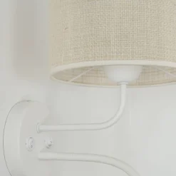 Rulle væglampe, jute, hvid/beige, læselampe
