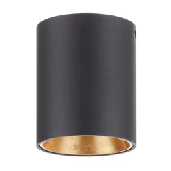 Rund Polasso LED-loftlampe, sort-guld