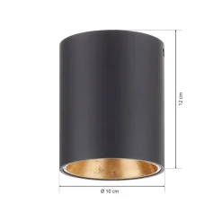 Rund Polasso LED-loftlampe, sort-guld