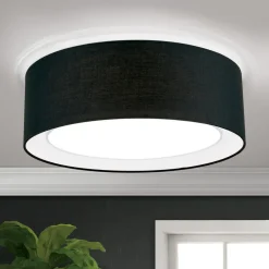 Rund tekstil loftlampe Antoni i sort