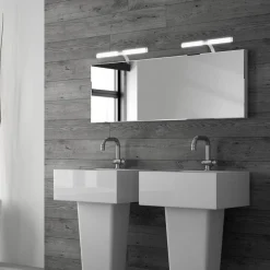 Runt LED-væglampe IP44 arm 4.000 K mat krom