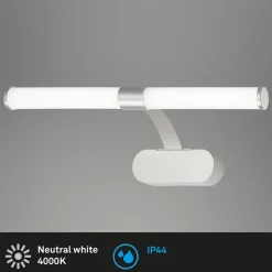 Runt LED-væglampe IP44 arm 4.000 K mat krom