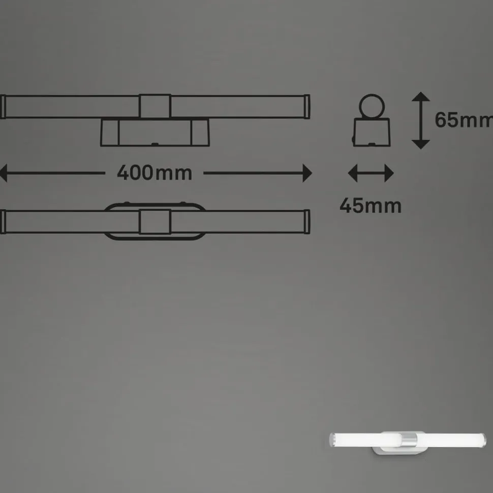 Runt LED-væglampe IP44 direkte 4.000 K mat krom