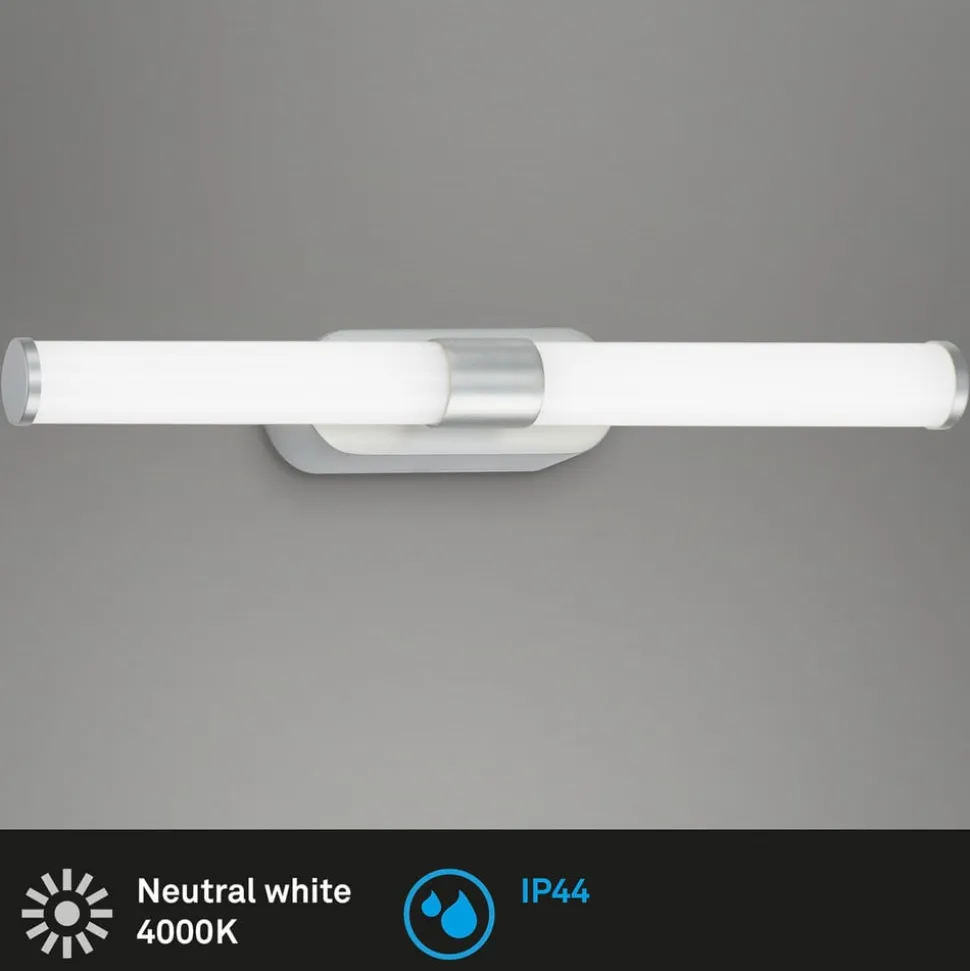 Runt LED-væglampe IP44 direkte 4.000 K mat krom