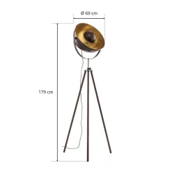 Rustfarvet trebenet gulvlampe Xirena I