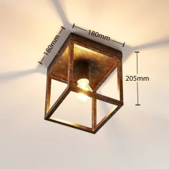 Rustik loftlampe Emin med metalramme
