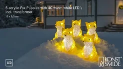 Ræv LED-lysfigur, 5 stk som kæde