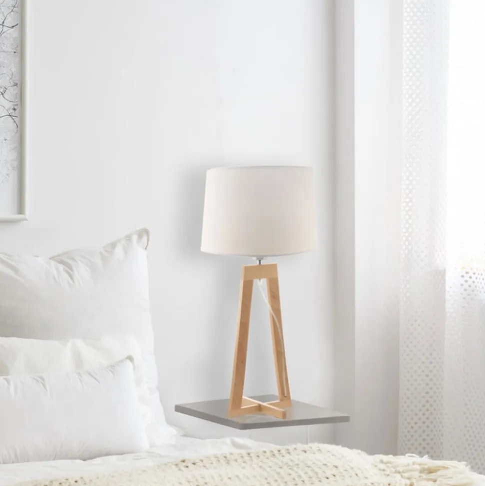 Sacha LT bordlampe i stof og træ