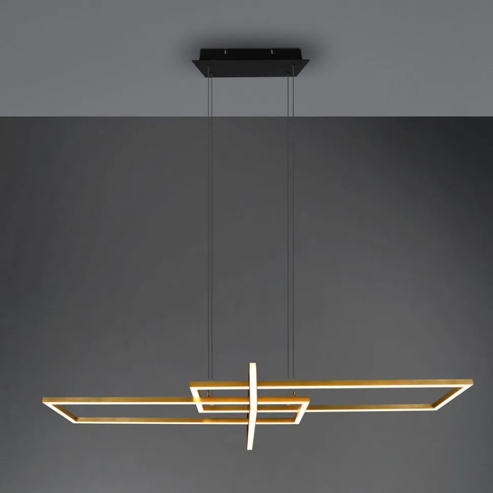 Salinas hængelampe, messingfarvet, metal, 110 cm lang