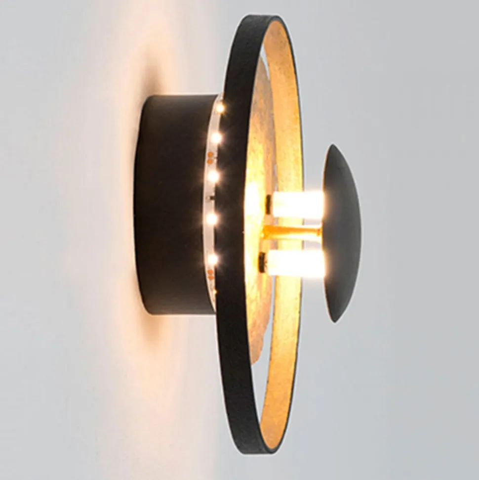 Satellite væglampe, Ø 19 cm, sort-guld