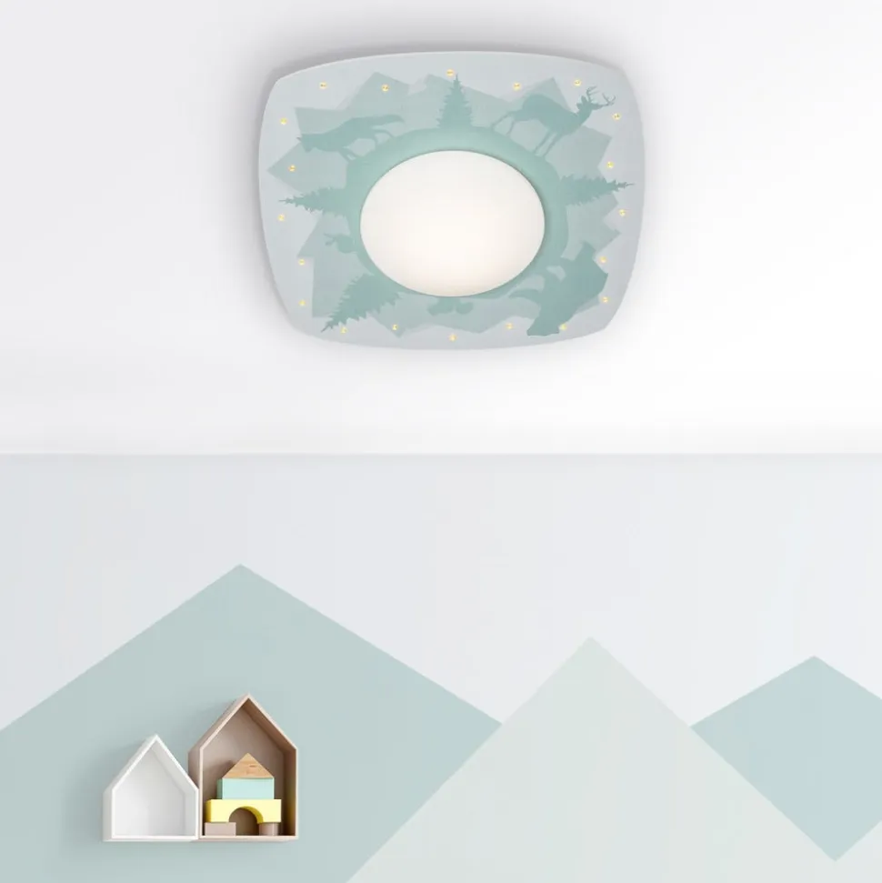 Scandi forest loftlampe, 58 cm, grøn, MDF-træ