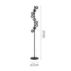 Schöner Wohnen Gulvlampe Dubai, røget glas, 9 lyskilder, G9