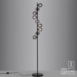 Schöner Wohnen Gulvlampe Dubai, røget glas, 9 lyskilder, G9