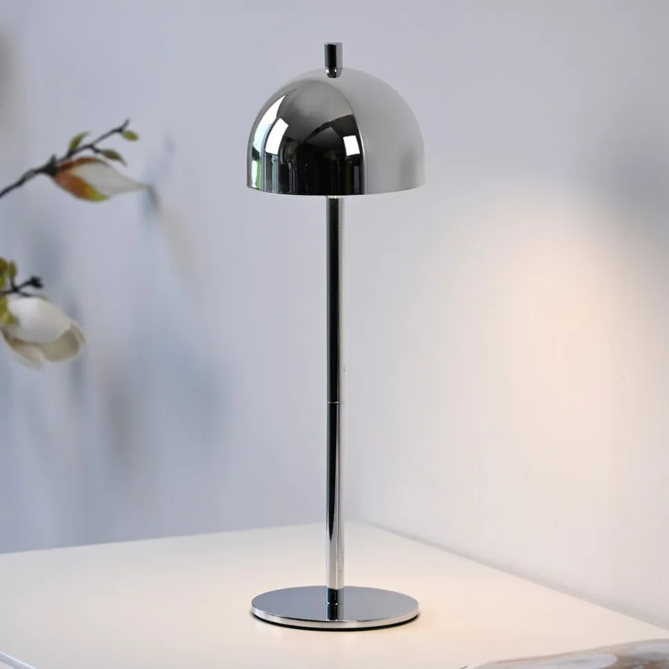 Schöner Wohnen LED-batteridrevet bordlampe Bellies, krom, IP54