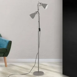 School gulvlampe med to spot, grå