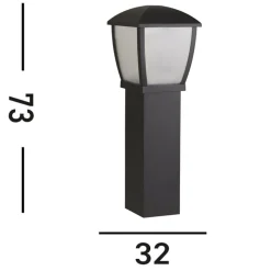 Seattle pullert, IP44, sort, højde 73 cm, metal