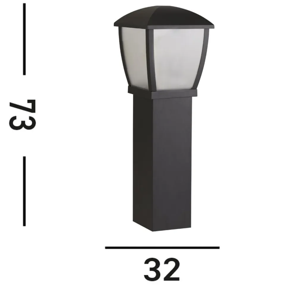 Seattle pullert, IP44, sort, højde 73 cm, metal