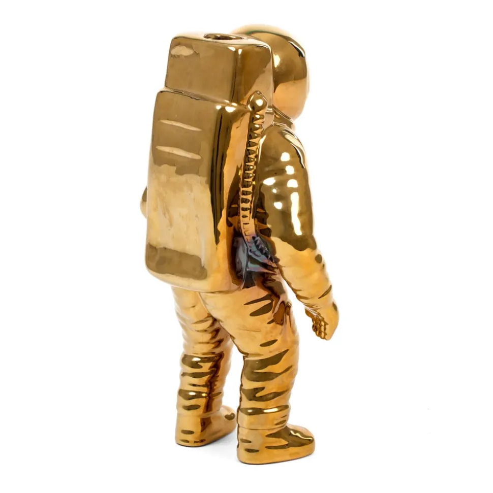 SELETTI Cosmic Diner Starman-vase, guld. H 28 cm, porcelæn