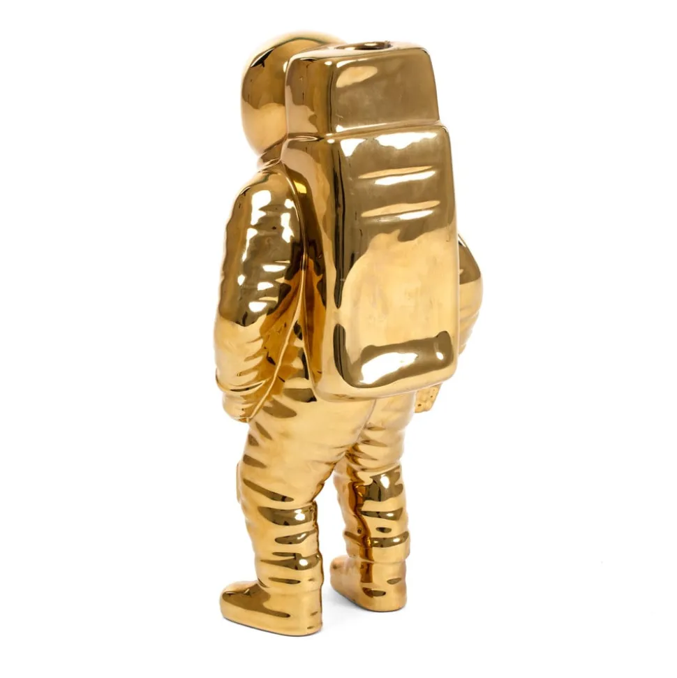 SELETTI Cosmic Diner Starman-vase, guld. H 28 cm, porcelæn