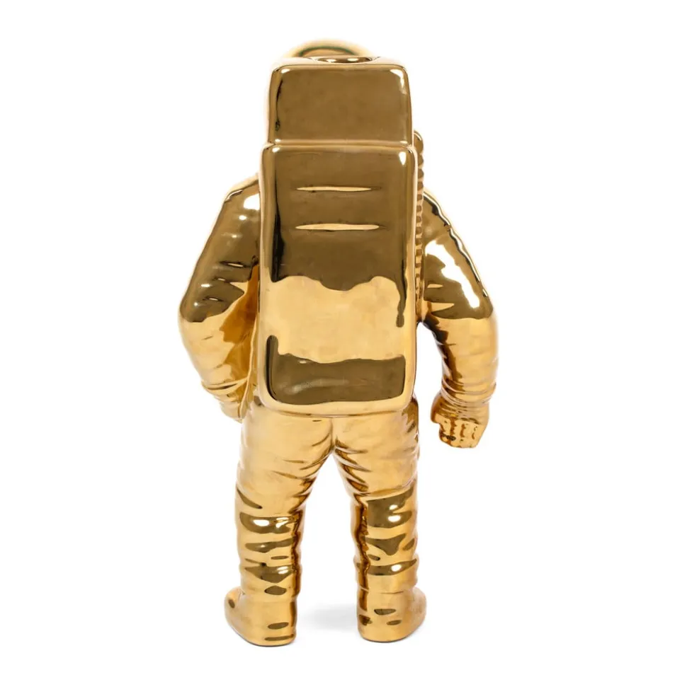 SELETTI Cosmic Diner Starman-vase, guld. H 28 cm, porcelæn