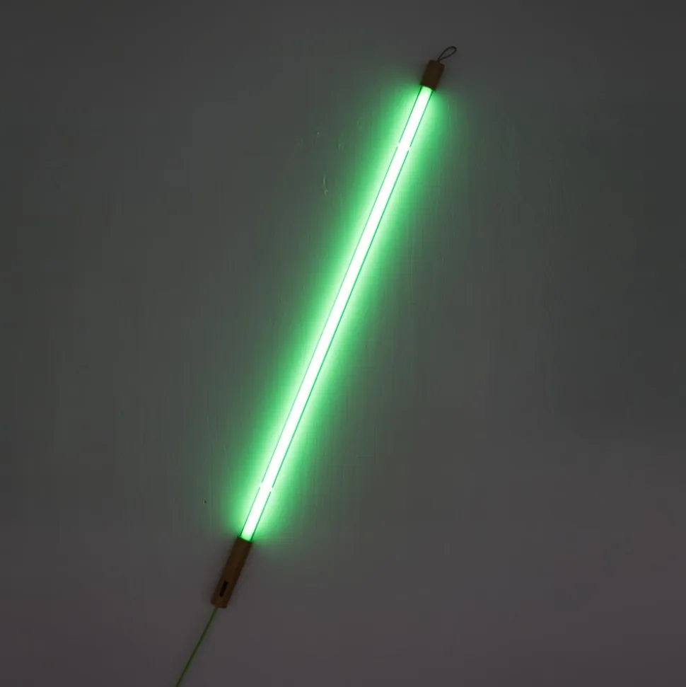 SELETTI LED-lampe Linea, grøn, trædetaljer, universal