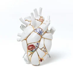 SELETTI Love in Bloom Kintsugi-vase, farverig, porcelæn, guld