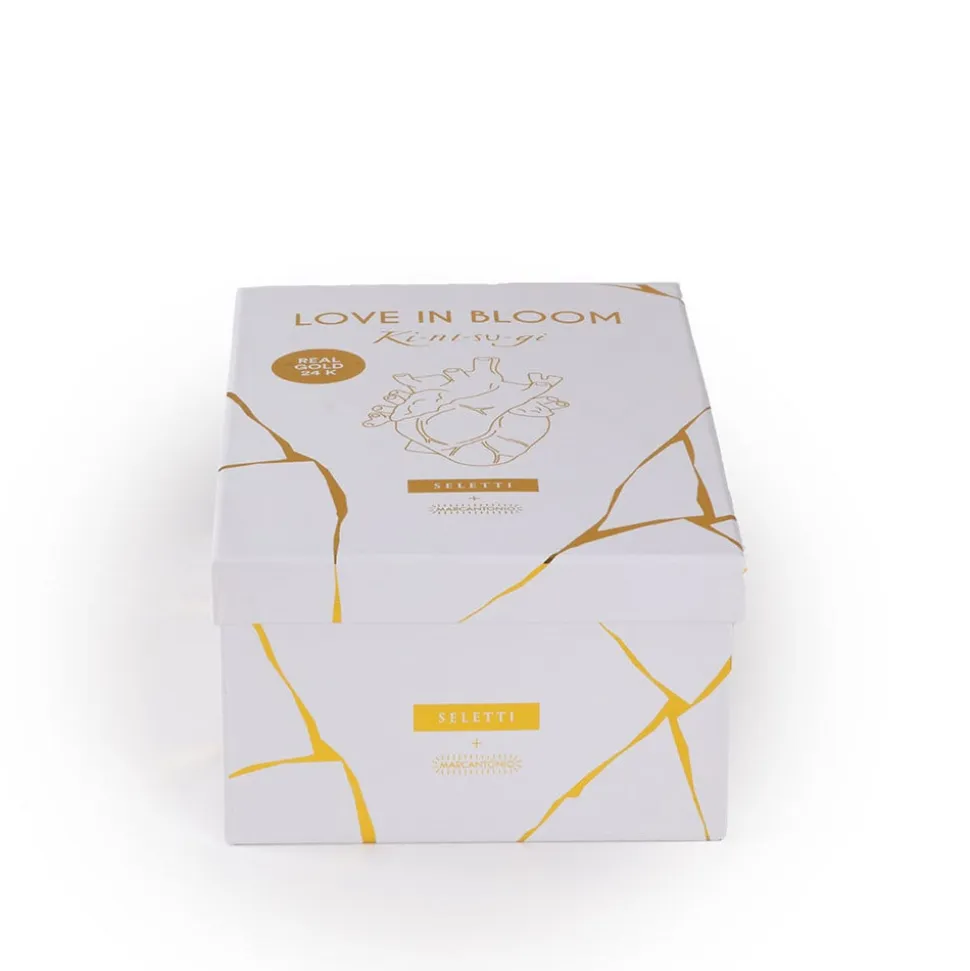 SELETTI Love in Bloom Kintsugi-vase, farverig, porcelæn, guld