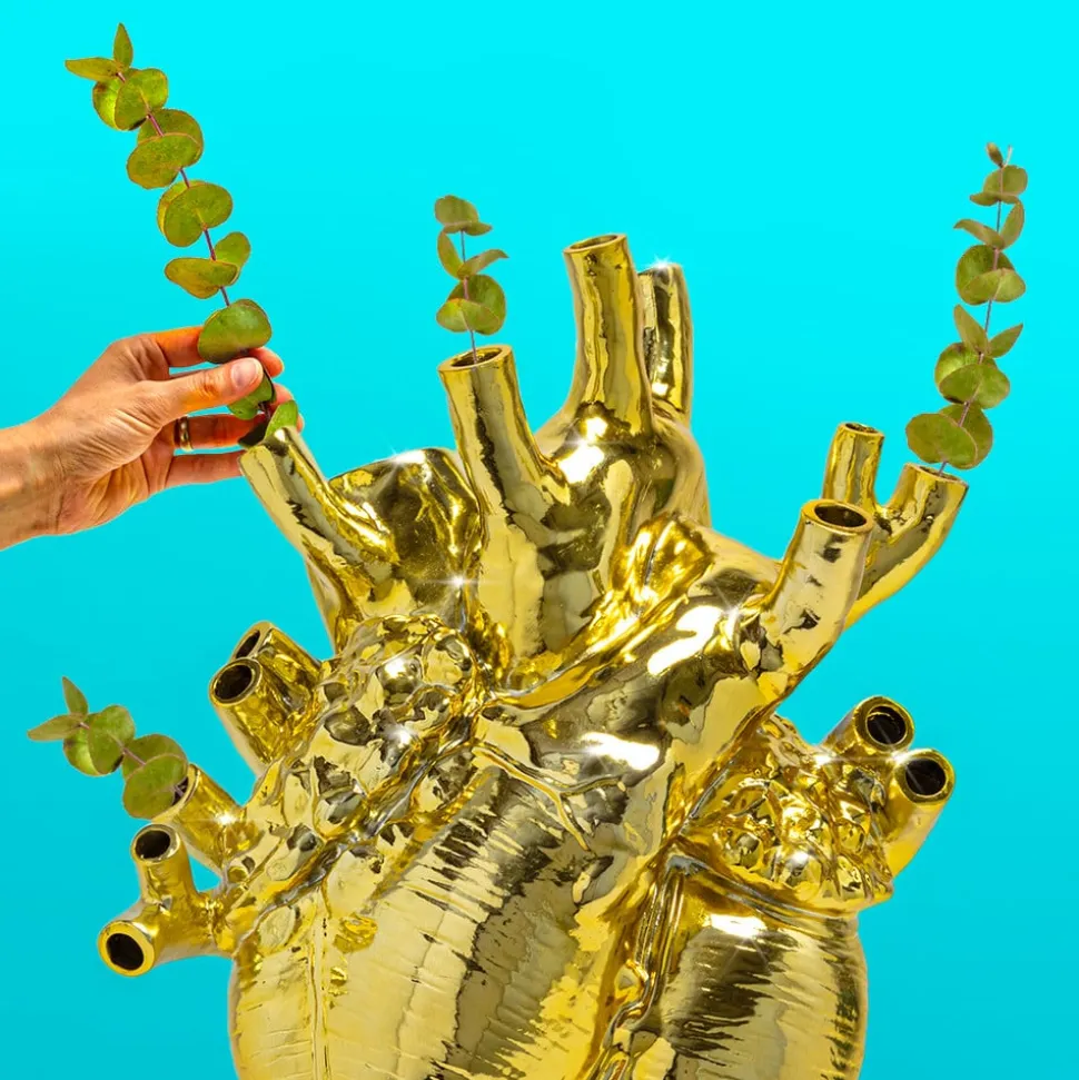 SELETTI Love in Bloom Kæmpe vase, guld, h 60 cm, glasfiber