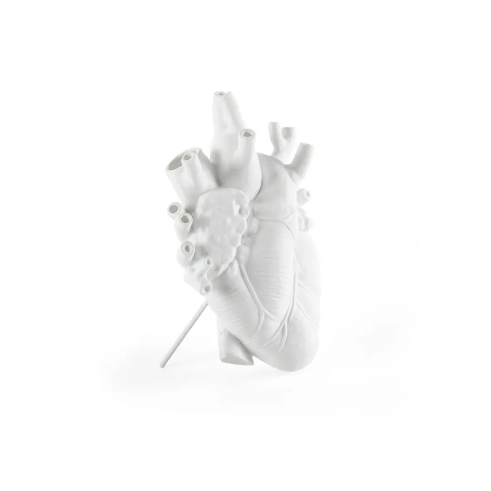 SELETTI Love in Bloom-vase, hvid, hjerteformet, porcelæn